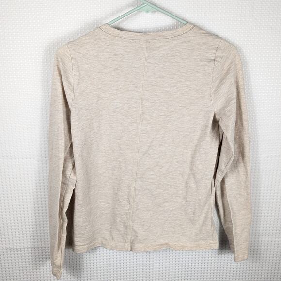 J.Crew Small Beige Long Sleeve Girlfriend Tee Women’s 100% Cotton Basic Top - Picture 4 of 4